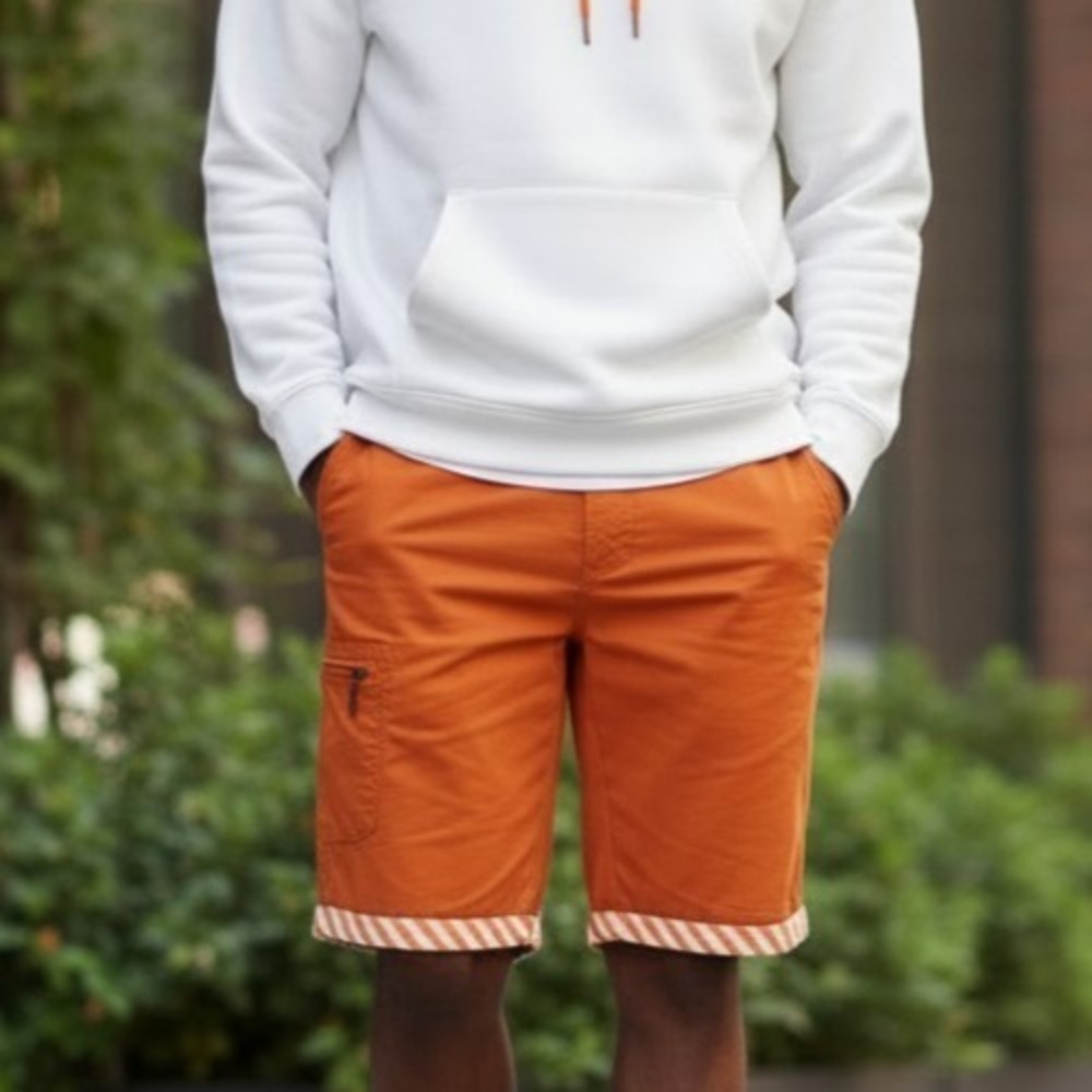 Born Fly Anytown Orange Cotton Chino 13.5 Inseam Shorts Men's 42 Pockets Zip
